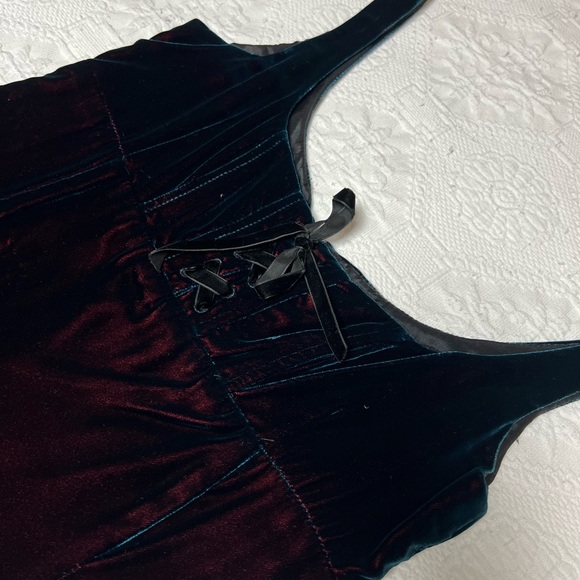 Nanette Lepore Velvet Dress in Red and Teal blue. - Picture 3 of 17